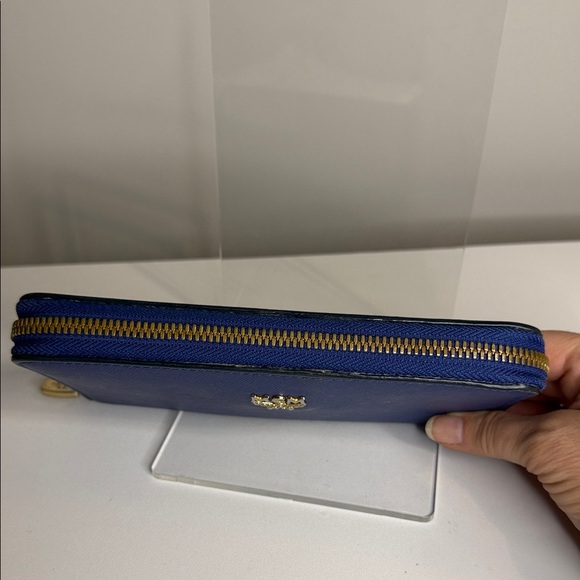 MCM Blue Saffiano Leather Wallet with Gold Accents - Picture 7 of 16